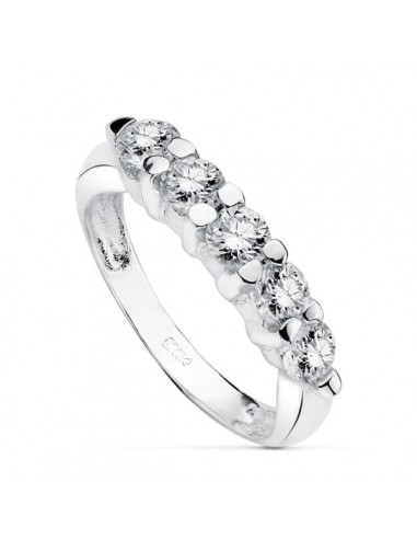 18K SORTIJA QUINTILLO ORO BLANCO CIRCONITA 4 MM