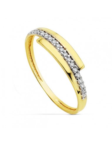 18K SORTIJA ORO BICOLOR CON CIRCONITAS. ANCHO: 4 MM