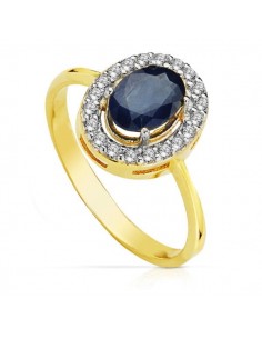 18K SORTIJA ORO BICOLOR OVAL CON ZAFIRO 7X5 MM.