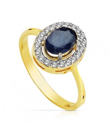 18K SORTIJA ORO BICOLOR OVAL CON ZAFIRO 7X5 MM.