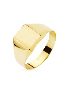 18K SELLO ORO AMARILLO HUECO Y LISO CADETE ZONA GRABADO 10X8 MM