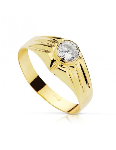 18K SOLITARIO ORO AMARILLO HUECO CON CIRCONITA EN BOCEL DE 5 MM