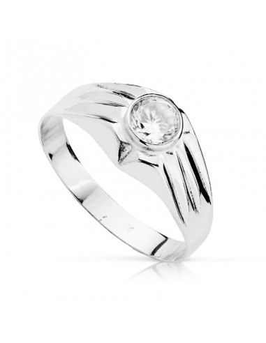 18K SOLITARIO ORO BLANCO HUECO CON CIRCONITA EN BOCEL DE 5 MM