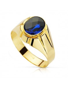 18K SELLO ORO AMARILLO CABALLERO PIEDRA OVAL ZAFIRO SPINEL 10 X8 MM