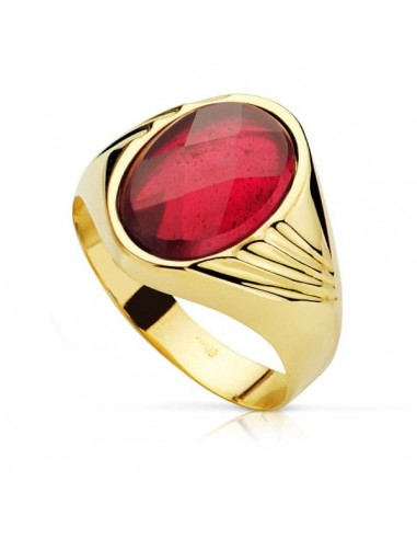 18K SELLO ORO AMARILLO PIEDRA OVAL RUBI SPINEL. 14X10 MM