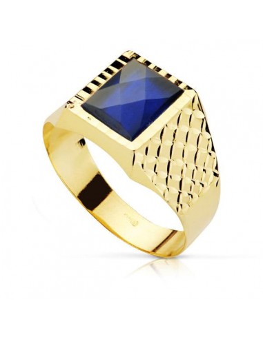 18K SELLO ORO AMARILLO CABALLERO PIEDRA ZAFIRO SPINEL 10X8 MM