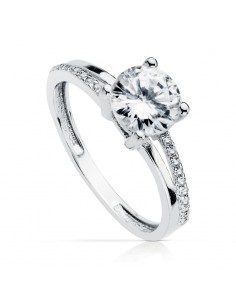 18K SOLITARIO ORO BLANCO CON CIRCONITA Y 4 GARRAS CON CIRCONITA DE  7 MM