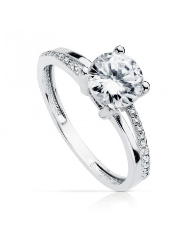 18K SOLITARIO ORO BLANCO CON CIRCONITA Y 4 GARRAS CON CIRCONITA DE  7 MM