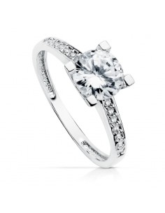 18K SOLITARIO ORO BLANCO CON CIRCONITA y 4 GARRAS CON CIRCONITA 7MM