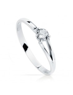 18K SOLITARIO ORO BLANCO CON CIRCONITA DE 4 MM