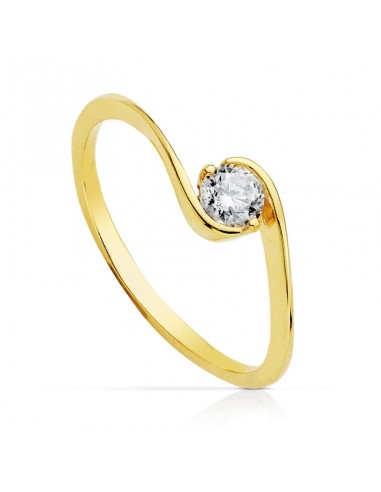 18K SOLITARIO ORO AMARILLO CUERPO CRUZADO CON CIRCONITA 4 MM