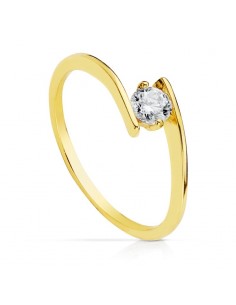 18K SOLITARIO ORO AMARILLO CUERPO CRUZADO CIRCONITA DE 4 MM