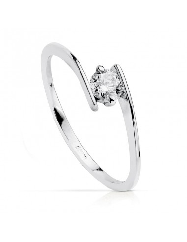 18K SOLITARIO ORO BLANCO CRUZADO CON CIRCONITA DE 4 MM