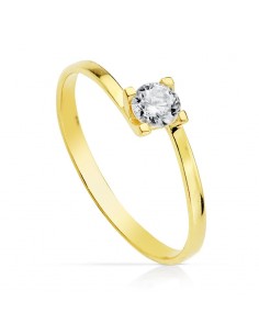 18K SOLITARIO ORO AMARILLO 4 GARRAS CON CIRCONITA 4 MM