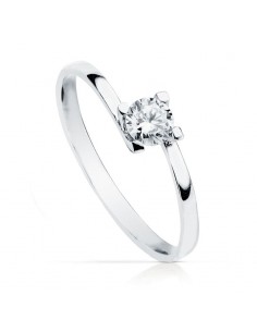 18K SOLITARIO ORO BLANCO 4 GARRAS CON CIRCONITA 4 MM