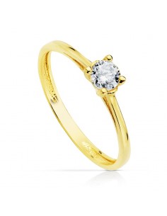 18K SOLITARIO ORO AMARILLO 4 GARRAS CON CIRCONITA DE 4 MM