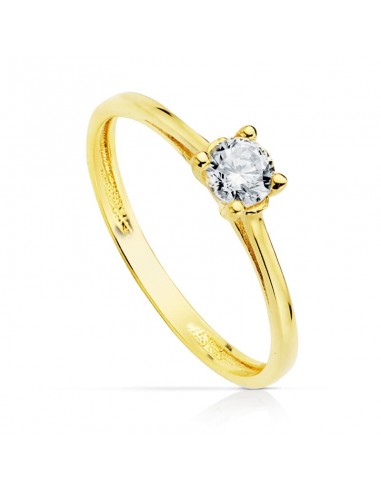 18K SOLITARIO ORO AMARILLO 4 GARRAS CON CIRCONITA DE 4 MM