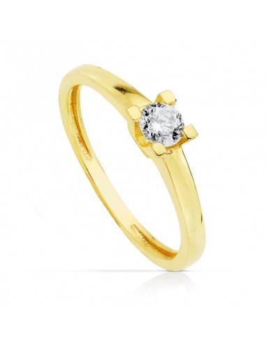 18K SOLITARIO ORO AMARILLO 4 GARRAS CON CIRCONITA DE 4 MM