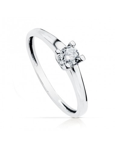 18K SOLITARIO ORO BLANCO 4 GARRAS CON CIRCONITA DE 4 MM