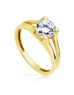 18K SOLITARIO ORO AMARILLO CON CIRCONITA Y 4 GARRAS CON CIRCONITA DE  7 MM
