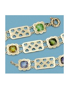 18K PULSERA LASER PIEDRAS COLOR. 14,50 GRS.