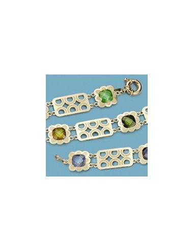 18K PULSERA LASER PIEDRAS COLOR. 14,50 GRS.