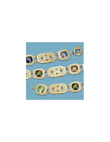 18K PULSERA LASER PIEDRAS COLOR. 14,50 GRS.