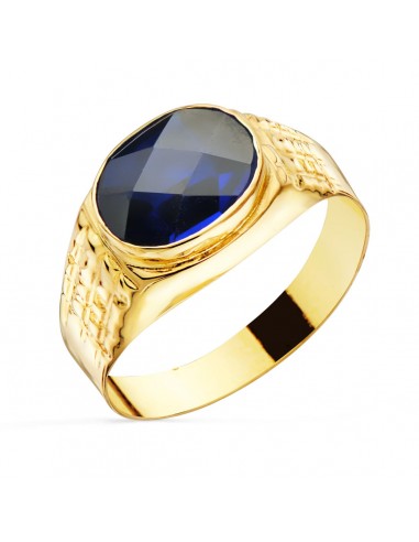 18K SELLO ORO AMARILLO PIEDRA ZAFIRO SPINEL 10X8 MM LATERAL TALLADO