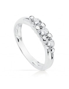18K SOLITARIO TRESILLO ORO BLANCO CON 3 CIRCONITA DE 4 MM EN GARRAS