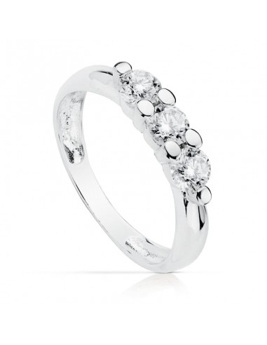18K SOLITARIO TRESILLO ORO BLANCO CON 3 CIRCONITA DE 4 MM EN GARRAS