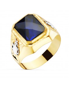 18K SELLO ORO AMARILLO CABALLERO ZAFIRO SPINEL