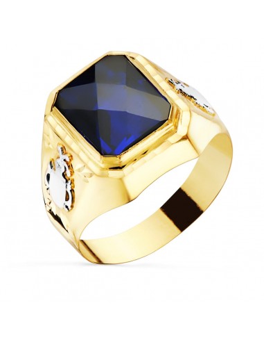 18K SELLO ORO AMARILLO CABALLERO ZAFIRO SPINEL