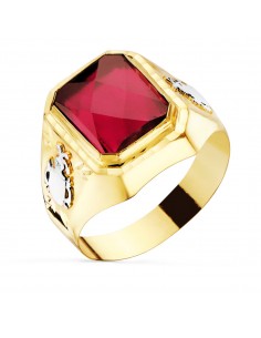 18K SELLO ORO AMARILLO CABALLERO RUBI SPINEL