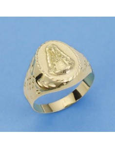 18K SELLO ORO AMARILLO VIRGEN DEL ROCIO OVAL HUECO