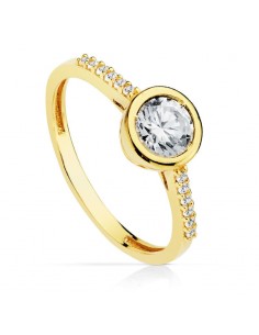 18K SOLITARIO ORO AMARILLO CON CIRCONITA Y CIRCONITA CENTRAL DE 5.5 MM