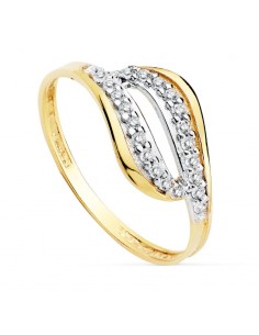 18K SORTIJA ORO BICOLOR CIRCONITAS. ANCHO: 9 MM