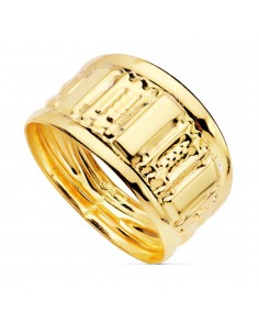 18K SORTIJA ORO AMARILLO TALLADA EN BRILLO. ANCHO 10 MM