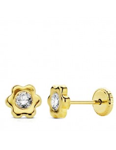 18K PENDIENTES FLOR. 5 X 5 MM. TUERCA