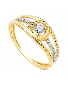 18K SORTIJA ORO BICOLOR CON CIRCONITA DE 3 MM