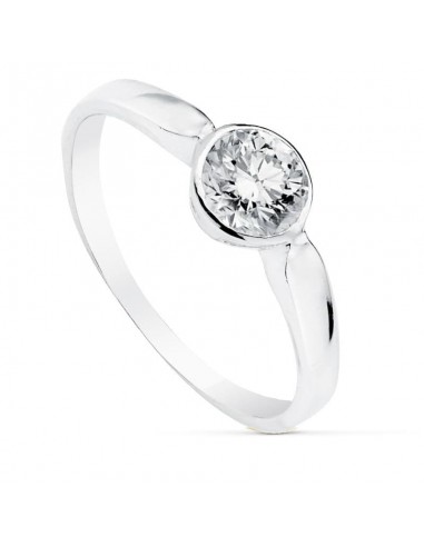 18K SOLITARIO ORO BLANCO CIRCONITA CHATON 4.5 MM