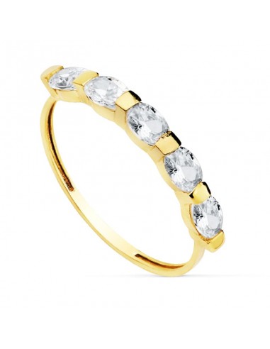 18K SORTIJA ORO AMARILLO 5 PIEDRAS OVALES 4X3 MM
