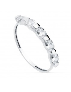 18K SORTIJA ORO BLANCO 5 PIEDRAS OVALES 4X3 MM