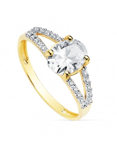 18K SOLITARIO ORO BICOLOR CIRCONITA PIEDRA OVAL 8X6 MM