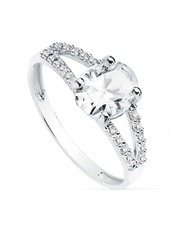 18K SOLITARIO ORO BLANCO CIRCONITA PIEDRA OVAL 8X6 MM
