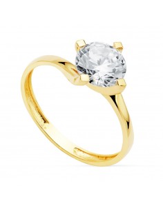 18K SOLITARIO ORO AMARILLO 4 GARRAS CON CIRCONITA DE 7 MM