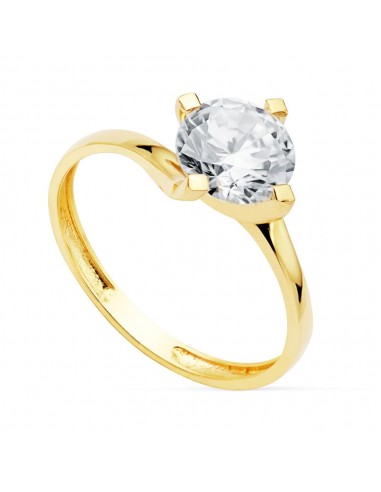 18K SOLITARIO ORO AMARILLO 4 GARRAS CON CIRCONITA DE 7 MM