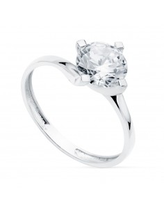 18K SOLITARIO ORO BLANCO CON 4 GARRAS Y CIRCONITA DE 7 MM