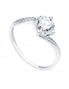 18K SOLITARIO ORO BLANCO CON CIRCONITA Y 4 GARRAS CON CIRCONITA DE 7 MM