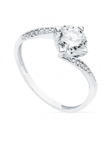 18K SOLITARIO ORO BLANCO CON CIRCONITA Y 4 GARRAS CON CIRCONITA DE 7 MM