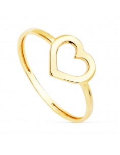 18K SORTIJA ORO AMARILLO CORAZON CALADO BRILLO 9 MM C. AMOR